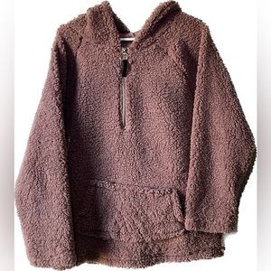 RUE 21 Fluffy Zipper Front Teddy Jacket | Soft Pink Pullover Hoodie | Medium